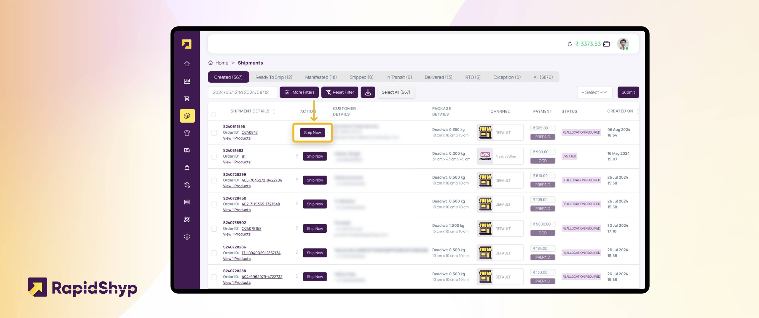 steps to generate shipping manifest