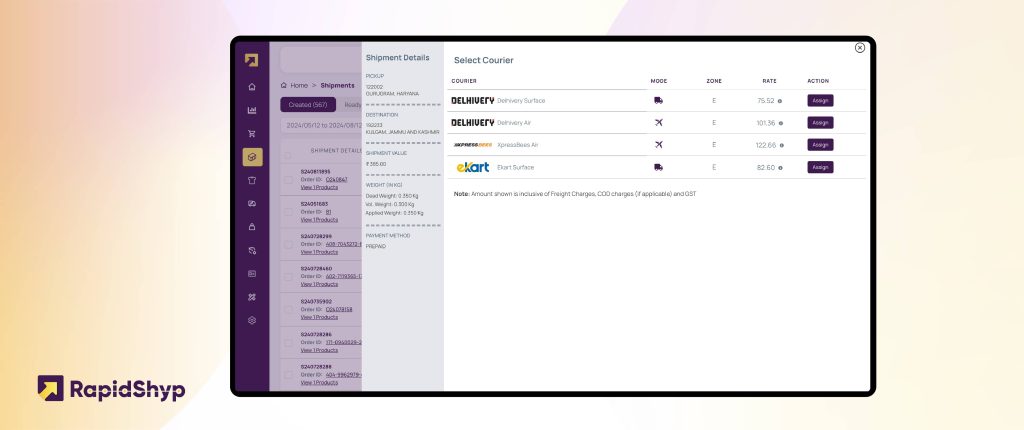 steps to generate shipping manifest