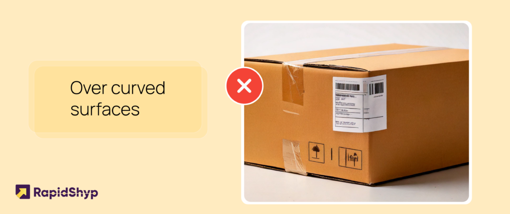  Shipping labels over curved surfaces